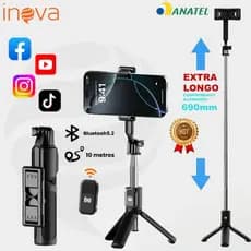 INOVA Suporte Tripe Selfie Bluetooth, Rotação 360°, Comprimento 690MM Leve e Resistente