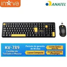 INOVA Kit Teclado Mouse Sem Fio Ergonômico | Baixo Atraso, Longa Vida Útil, Ruído Zero