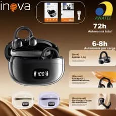 INOVA Fone Ouvido Clip Ear Sem Fio Bluetooth Esportivo Resistente Ao Suor Com Microfone E Áudio De Alta Qualidade