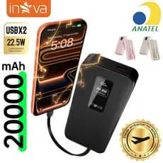 INOVA Power Bank 10000/20000mAh 22.5W Carga Rápida Display LED Portátil Universal