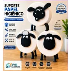 Suporte para Papel Higiênico Ovelhas Shaun Decorativo – Organizador Criativo para Banheiro Premium