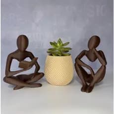 Kit Decoração – Estátua Livro + Pensador e Vaso Espiral | Impressão 3D