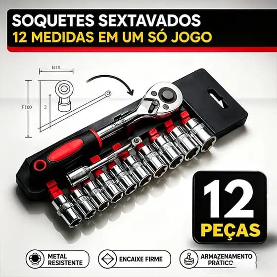 Kit De Soquetes 1/4" Completo Com Catraca E Extensor, Ideal Para Reparos E Manutenção 4-13mm