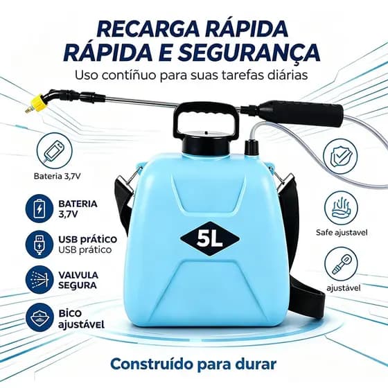 Aspersor De Gramado Automático 5L, Pulverizador Recarregável Com 3 Níveis De Pulverização