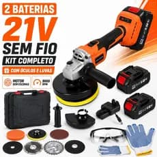 SOLID DOCTOR Esmerilhadeira Angular 21V Sem Fio Brushless 2 Baterias Kit Com Óculos e Luvas 125mm