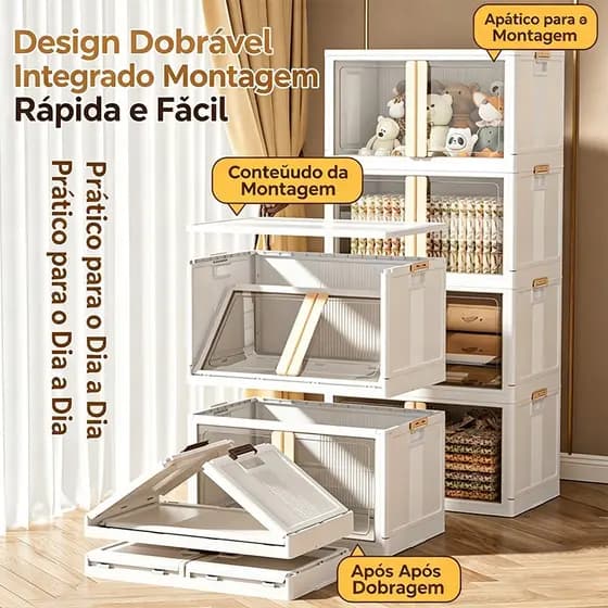 Armário Organizador Magnético Dobrável com Rodas e Dupla Porta - Ideal para Cozinha, Banheiro e Escritório
