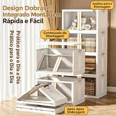 Armário Organizador Magnético Dobrável com Rodas e Dupla Porta - Ideal para Cozinha, Banheiro e Escritório