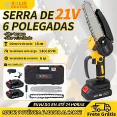 SOLID DOCTOR Mini Motosserra Portatil De 6 Polegadas 450W Sem Fio 2 Baterias Uso Doméstico e Jardinagem