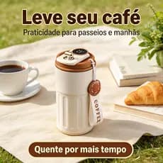 Copo Térmico Inteligente 450ml Inox com Display Digital de Temperatura, Tampa Segura e Ideal Para Café e Chá