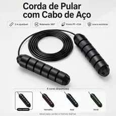 Corda de Pular Fitness Cabo de Aço Ajustável 3m, Alta Velocidade e Antiderrapante Para Cardio e CrossFit