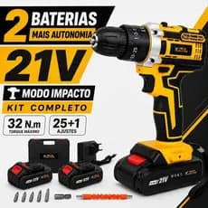 SOLID DOCTOR-Furadeira Parafusadeira de Impacto 21V Sem Fio 2Baterias 32Nm Mandril 10mm Kit Completo