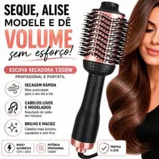 Escova Elétrica Cabelo Portátil Profissional Bivolt110/220VPotente1300W Seca Alisa Modela 3 Em1 Hair