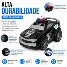 Kit Brinquedo Polícia Infantil 3 em 1 Carro Moto Helicóptero Force Élite Patrol Resistente Educativo