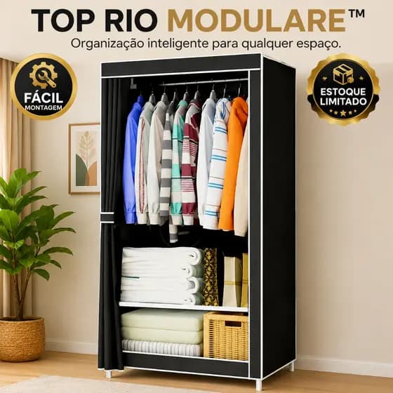 Guarda-Roupa Portátil Organizador de Roupas Cabideiros  Prateleiras TOP RIO MODULARE Sortido