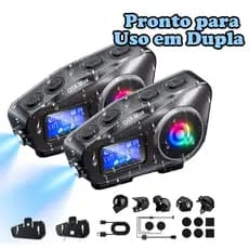Intercomunicador Q58Max Bluetooth 5.3 Moto IPX6 Prova D'água Com Visor LCD Luz RGB Pronta Entrega BR