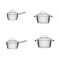 Kit Jogo de 4 Panelas Tramontina Allegra em Aço Inox com Fundo Triplo e Tampas de Inox