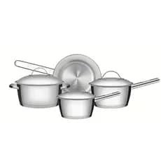 Jogo de Panelas Tramontina Allegra em Aço Inox com Fundo Triplo e Tampas de Inox 4 Peças