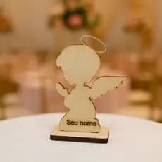 Centro de Mesa Batizado Anjo Personalizado Nome MDF Cru Lembrancinhas