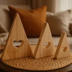 Trio De Árvore Coração Em Madeira Pinus Decorativo Festas Enfeite