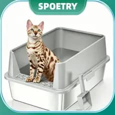 Caixa De Areia Aberta Aço Inox Para Gatos Banheiro Sanitário Resistente Pet Pá Grande até 15kg