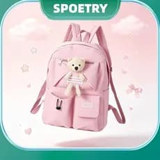 Mochila Costas Infantil Menino Menina Escolar Com Ursinho Mochila Fofa Casual