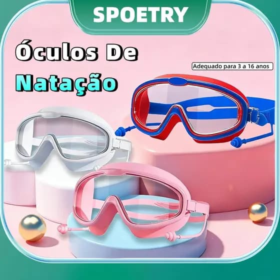Óculos De Natação Infantis Com Protetor De À Prova D'água , Antiembaçante E HD Para Meninos Meninas