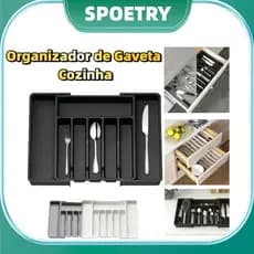 Organizador De Gaveta Extensível Duplo Divisor Porta Talheres Utensílios Cozinha Banheiro