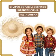 Chapéu De Palha Desfiado Infantil Festa Junina São João Caipira Infantojuvenil Tamanho Único