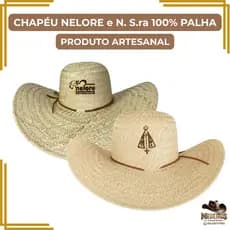 Chapéu Nelore Nossa Senhora 100% Palha Artesanal Rodeio Leve Respirável Rural Roça Rodeio Agronomia