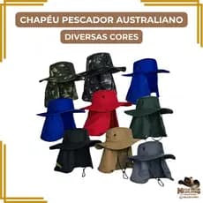Chapéu Pescador Australiano Proteção Pescoço UV Aba Larga Ajustável Oxford Camping Pesca Pedreiro
