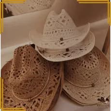 Chapéu Country Feminino Estilo Virgínia Western Boho Gypsy Aba Larga Estilo Cowboy Casual Moda Praia