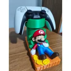Suporte Controle PS5/PS4  e Porta Lápis Mario Bros  – Organizador Geek 17x12x8 cm