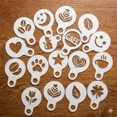 Kit jogo 16 Stencils Para Café E Cappuccino Decorar Café E Bebidas Latte Art Coração E Pet