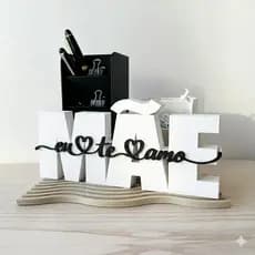 Kit Organizador De Maquiagem Presente Dia Das Mães Letreiro Decorativo + 2 Organizadores De Mesa
