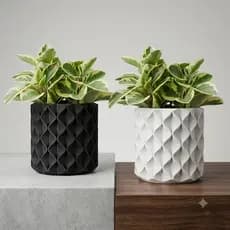 Vaso Cachepot Decorativo Geometrico Ondas Premium Com Prato Oculto prende na parede