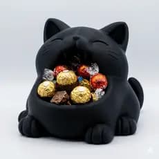 Enfeite Cesto  Porta Balas  Doces Treco Gato Decorativo Organizador Chaves  Mesa e Escritório