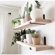 Prateleira Industrial com Estrutura de Madeira Pinus Natural 60cm