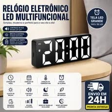 Despertador Digital LED Espelho Minimalista Silencioso, Relógio de Mesa Inteligente com Ajuste de Brilho para Quarto