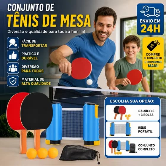 Kit Tênis de Mesa Infantil: Rede + Raquete | Iniciante | Opções: Rede, Raquete ou Kit Completo