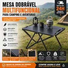 Mesa Dobrável Portátil de Acampamento em Aço de Alto Carbono – Leve e Rápida de Montar
