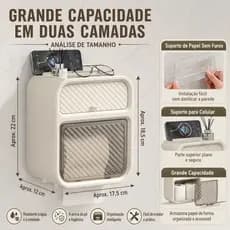 Caixa Porta Papel Higiênico À Prova D'água Dispenser Organizador Banheiro Com Suporte Celular