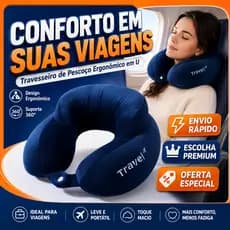 Travesseiro de Pescoço em U Ergonômico Almofada Viagem Macio Portátil Suporte 360° para Avião Carro Escritório