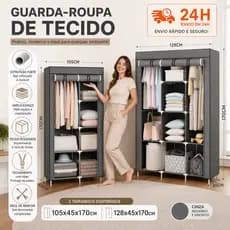 Guarda-Roupa em TNT com Estrutura de Aço, Grande Capacidade À Prova de Poeira, Montagem Simples para Quarto