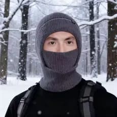 Chapéu à prova de frio chapéu de lã de malha masculino inverno quente à prova de frio máscara babador chapéu de uma peça