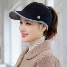 Chapéu superior vazio senhoras chapéu de lã de malha outono inverno estilo moda All-Match mãe de meia-idade boné de pico