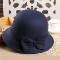 Primavera outono chapéu feminino moda All-Match balde chapéu elegante feminino cúpula arco chapéu superior britânico lã