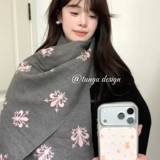 Lenço Jacquard dupla face estilo coreano xale lenço quente de alta qualidade filha elegante