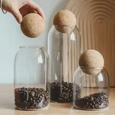 Frasco selado de vidro com alto teor de borosilicato, grãos de café de cortiça de qualidade alimentar, lanches, frasco t