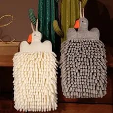 Toalha de mão fofa para crianças, tipo pendurado, absorve água, Chenille, sem fiapos, cozinha doméstica, secagem rápida,