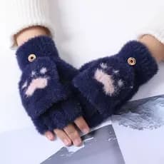 Crianças luvas meninas inverno escrita estudantes dedicado quente ciclismo malha pelúcia engrossado meio dedo